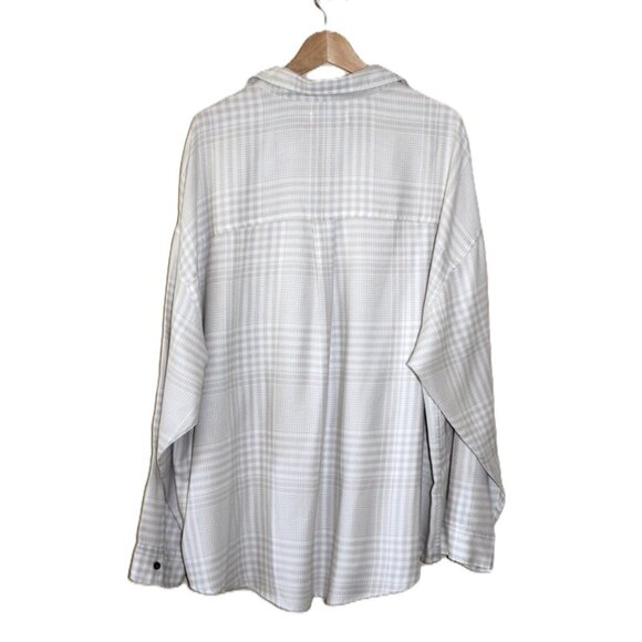 nwot HOLLISTER Relaxed-Fit Soft Flannel Button-Up Shirt in Cream Plaid - Sz. XXL - Picture 6 of 9